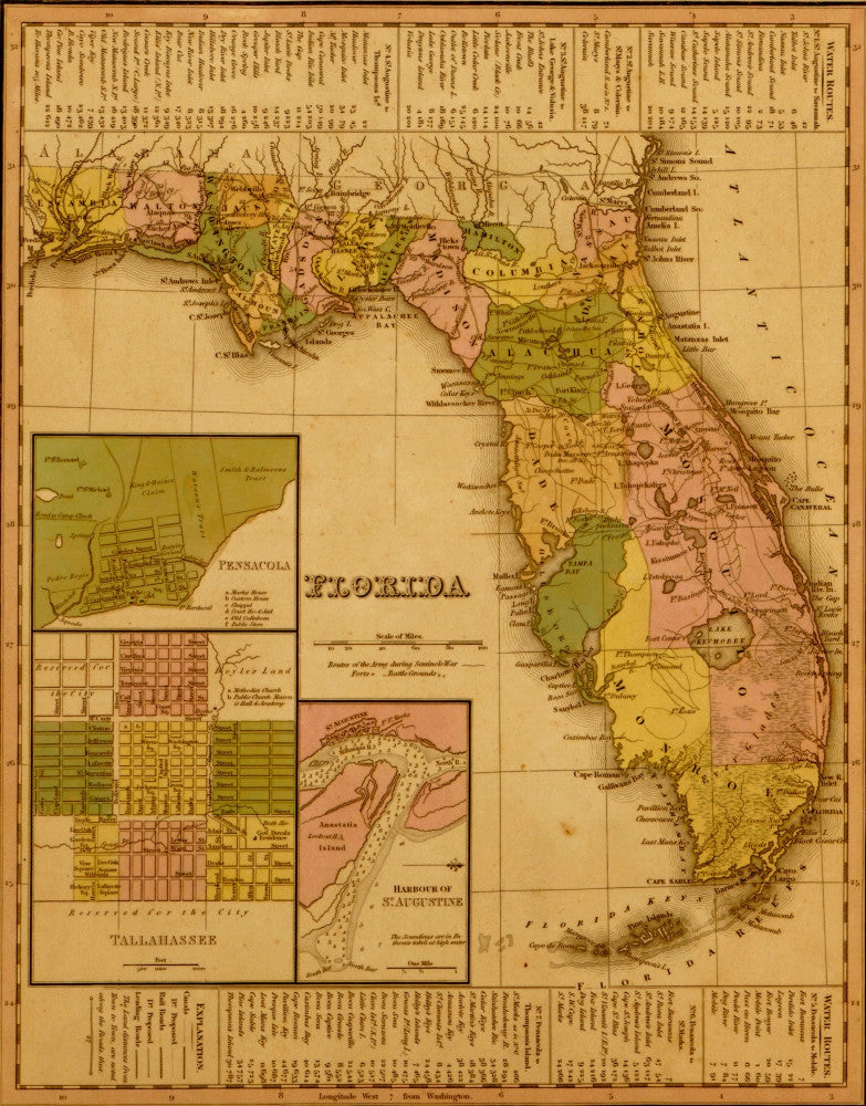 Florida 1844 Fine Art Print - Vintage Poster