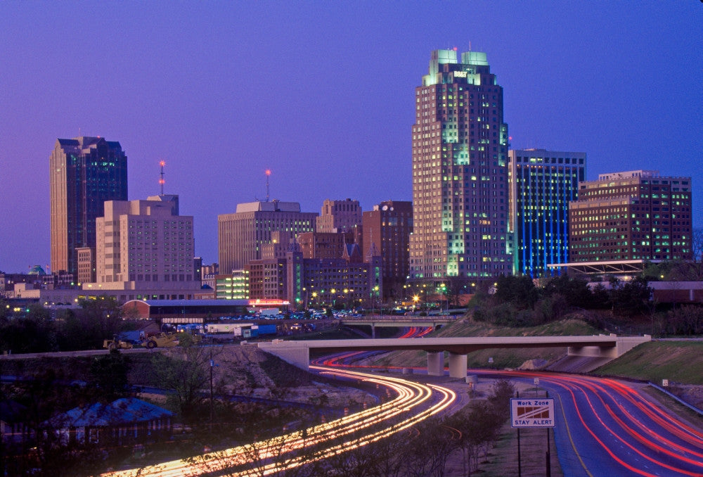Skyline of Raleigh, NC at Night Fine Art Print by Panoramic Images