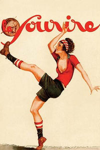 Wartime Magazine Cover Fine Art Print Featuring Woman and Soccer Ball