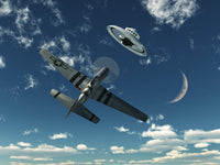 An American P-51 Mustang Chasing a UFO Fine Art Print
