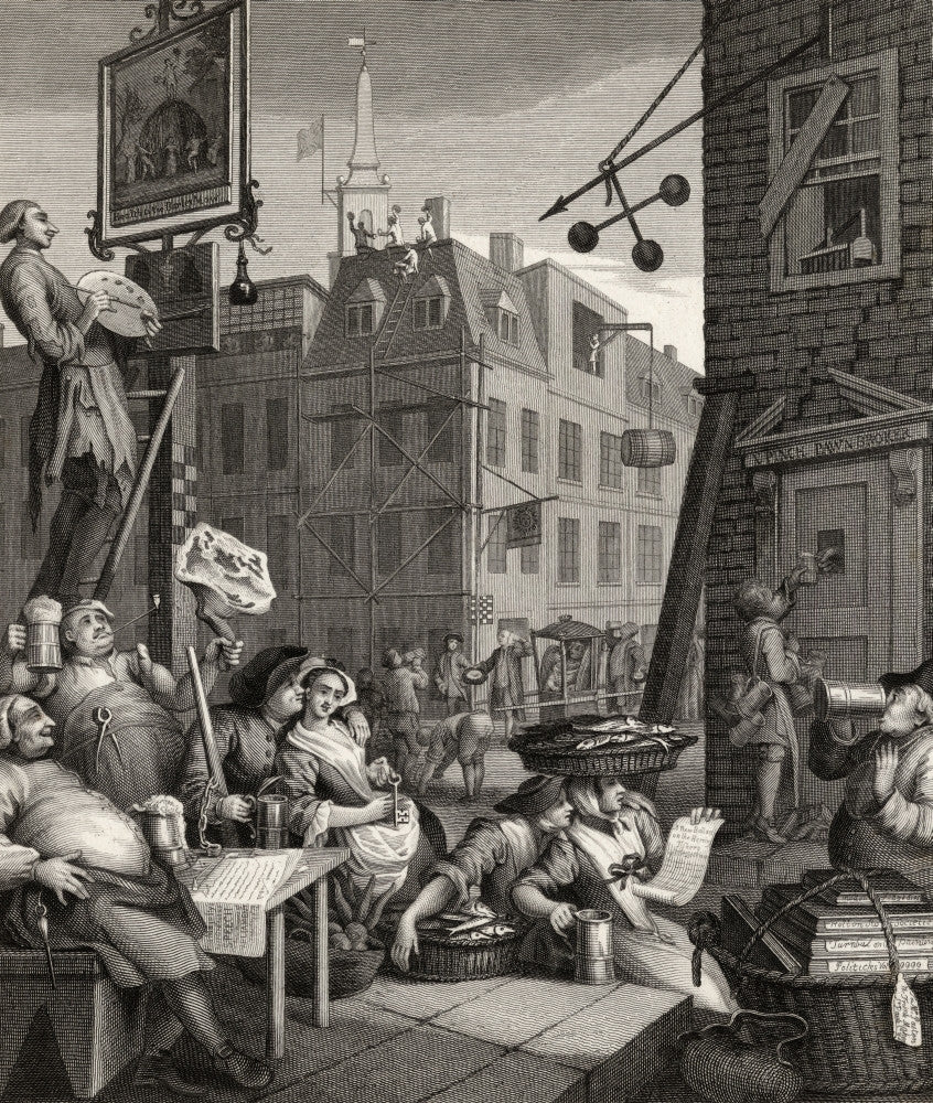 Beer Street and Gin Lane Fine Art Print by Hogarth - 1833