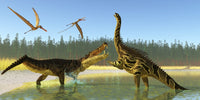 Kaprosuchus vs. Agustinia Dinosaur Fine Art Print