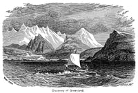 Vikings: Discovery of Greenland by Eric the Red - Wood Engraving Poster Print
