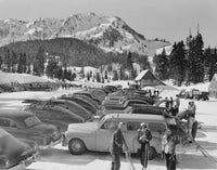 Tourists at Stevens Pass Parking Lot Fine Art Print