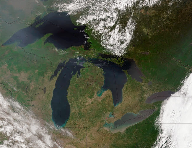 Satellite View of The Great Lakes Fine Art Print by Stocktrek Images