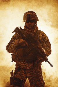 United States Paratrooper Airborne Infantry in Smoke Fine Art Print by Oleg Zabielin