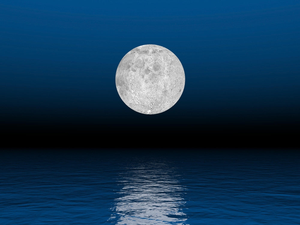 Beautiful Full Moon Over Ocean Fine Art Print