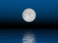 Beautiful Full Moon Over Ocean Fine Art Print