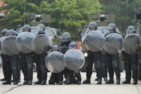 Belgian Infantry Soldiers Training in Riot Control - Fine Art Print