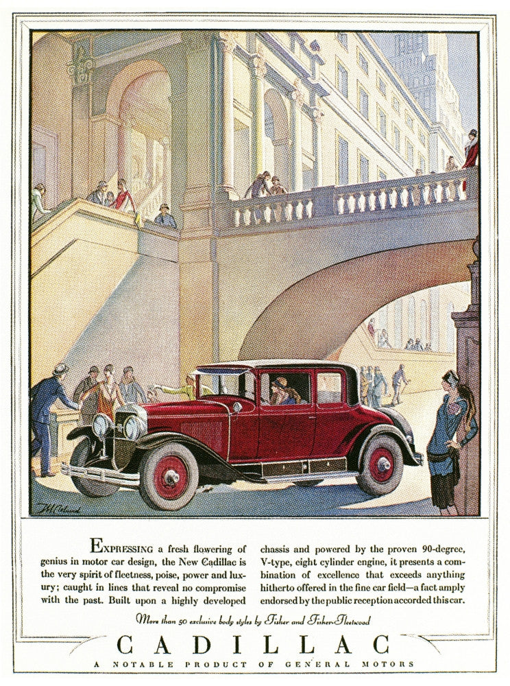 1928 Cadillac Automobile Advertisement Fine Art Print by J.M. Cleland