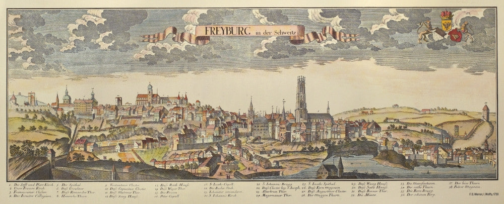 Fribourg, Switzerland 1730 Copper Engraving Poster Print by Granger Collection