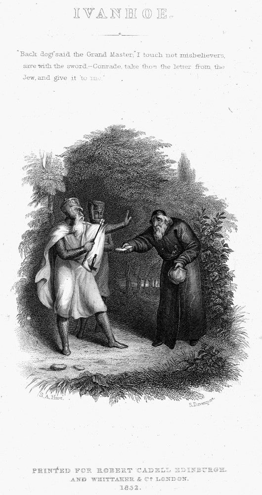 Scott's Ivanhoe Engraving Art Print - Nisaac of York & Templars