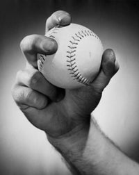 Close-Up Baseball Poster Print - Man's Hand Holding Ball