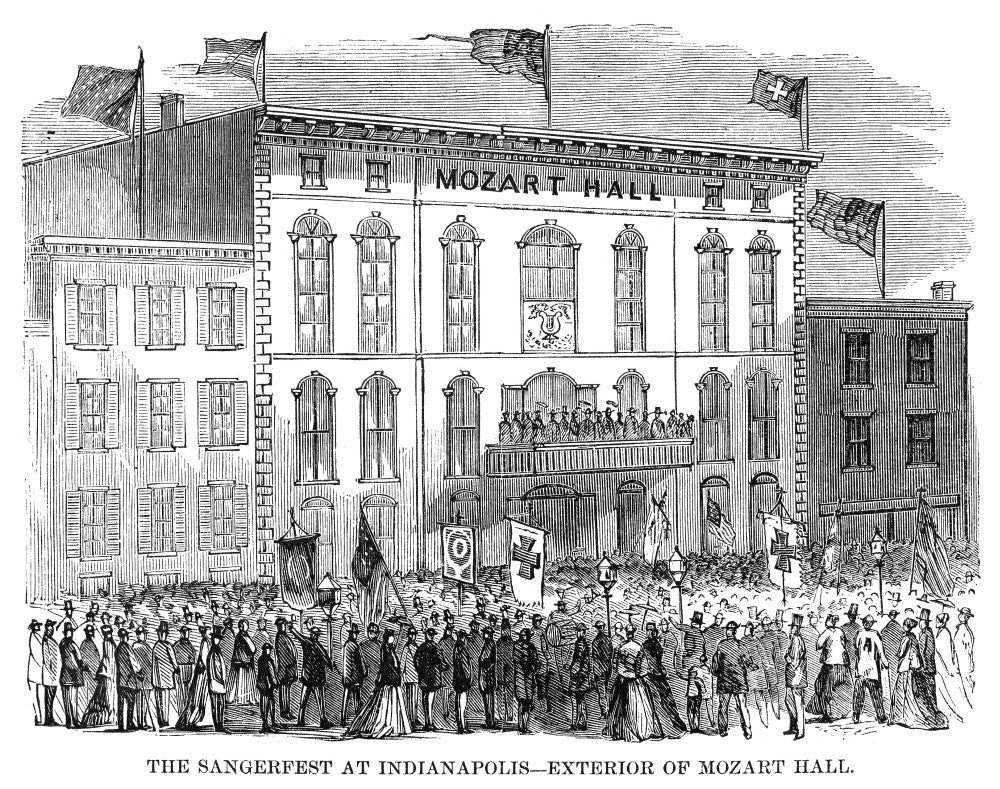 Indianapolis Saengerfest Competition Wood Engraving Print - 1867