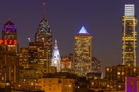 Illuminated Night Cityscape Poster Print - Philadelphia, PA