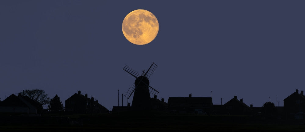 Harvest Moon Over Whitburn Skyline Fine Art Print by John Short