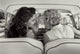 Rear View of Two Young Women Talking in Car Fine Art Print