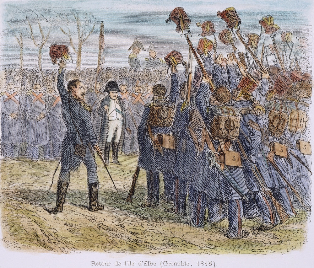 Napoleon I Saluted by Soldiers - Wood Engraving Print