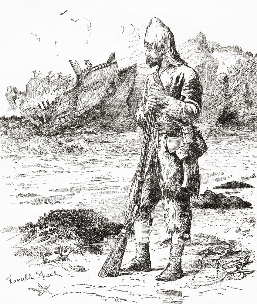 Robinson Crusoe Desert Island Fine Art Print - 1908 Edition