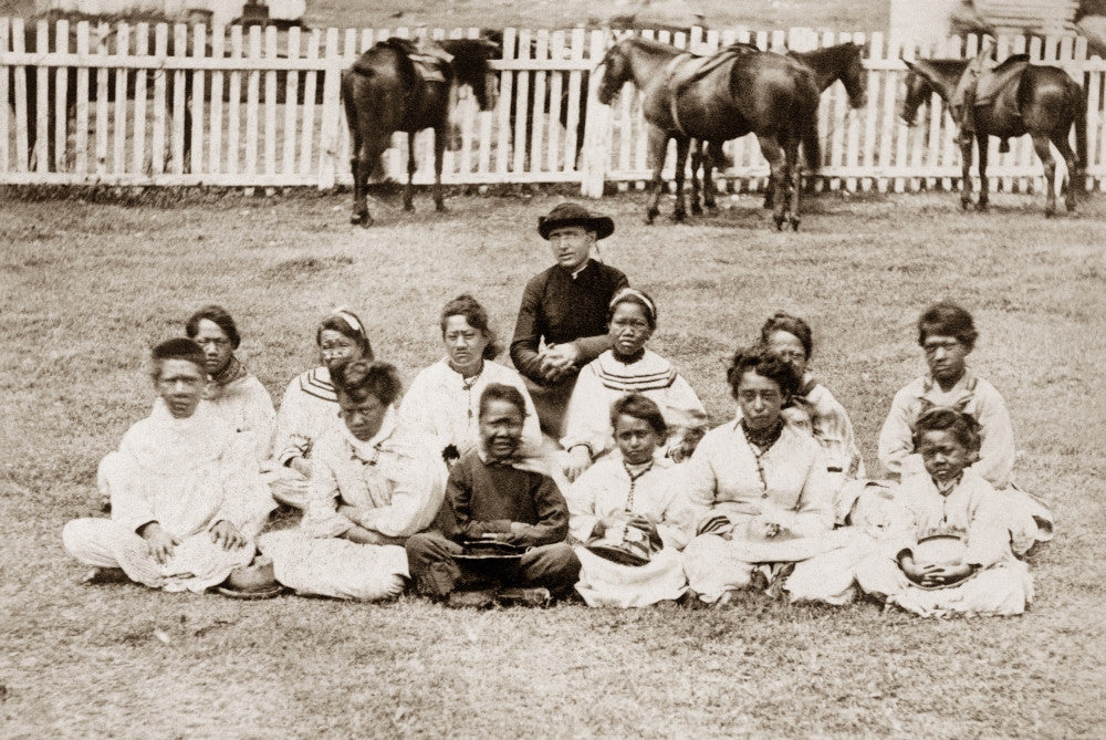Father Damien with Choir of Leper Girls Fine Art Print - Molokai, Hawaii, c.1880