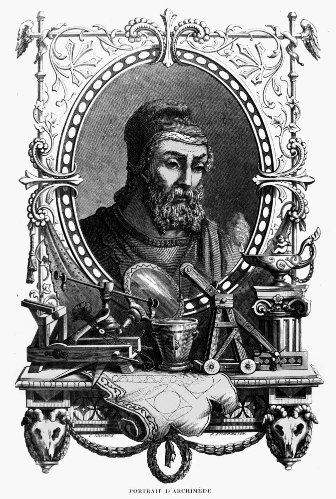 Archimedes Greek Mathematician Fine Art Print - Engraving C1870