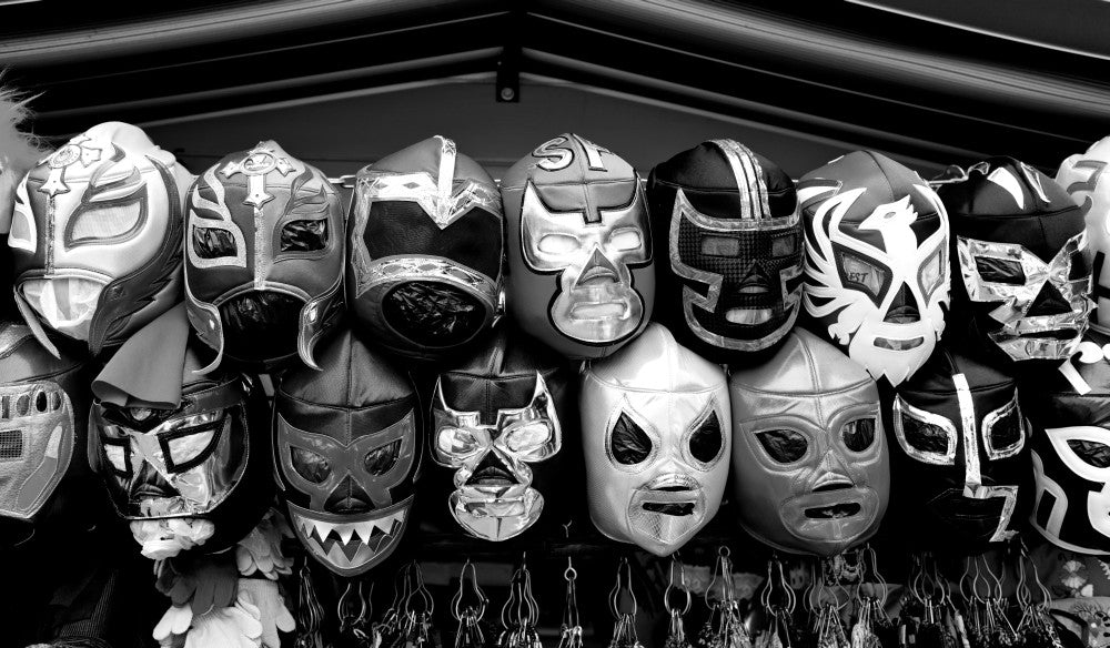 Colorful Mask at Olvera Street Market Stall Poster Print
