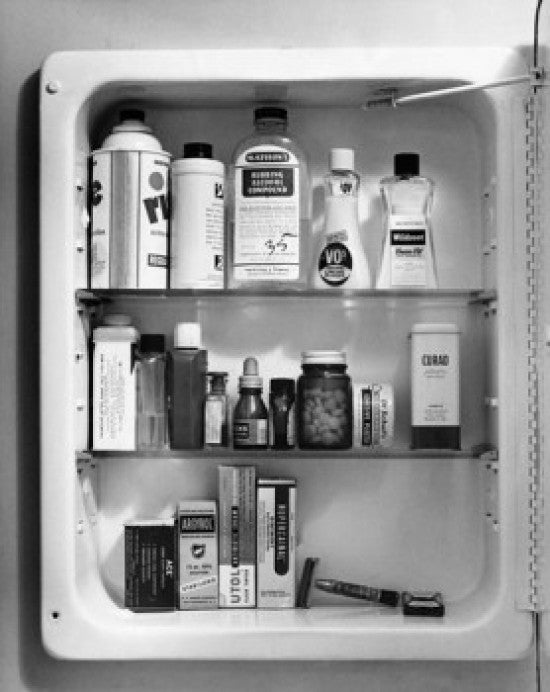 Pharmaceutical Products in a Medicine Cabinet Fine Art Print