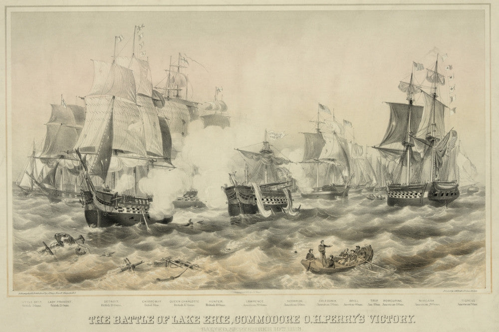 Battle of Lake Erie Historic Poster Print - American & British Battleships
