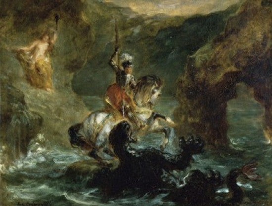 St. George Fighting the Dragon Fine Art Print by Eugene Delacroix