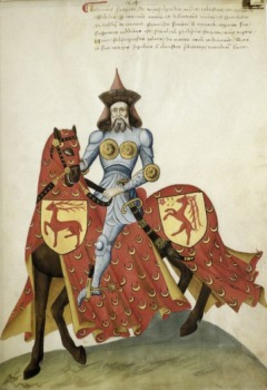 Capodilista Codex Knight with Chest Protector on Red Horse Poster Print - Biblioteca Civica, Padua, Italy