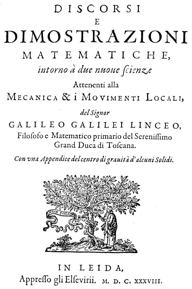 Galileo: Discorsi, 1638 Title Page Fine Art Print