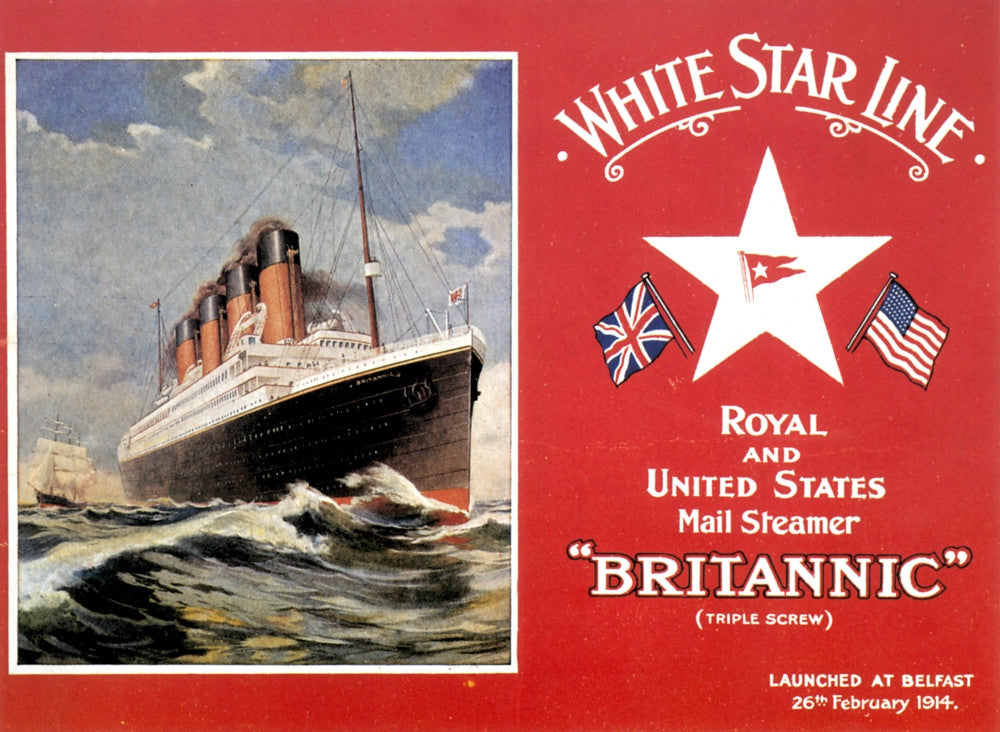 R.M.S. Britannic Vintage Postcard Fine Art Print by Granger Collection