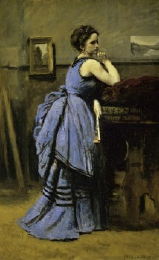 The Woman in Blue (La Dame en Bleu) Fine Art Print by Jean Baptiste Camille Corot
