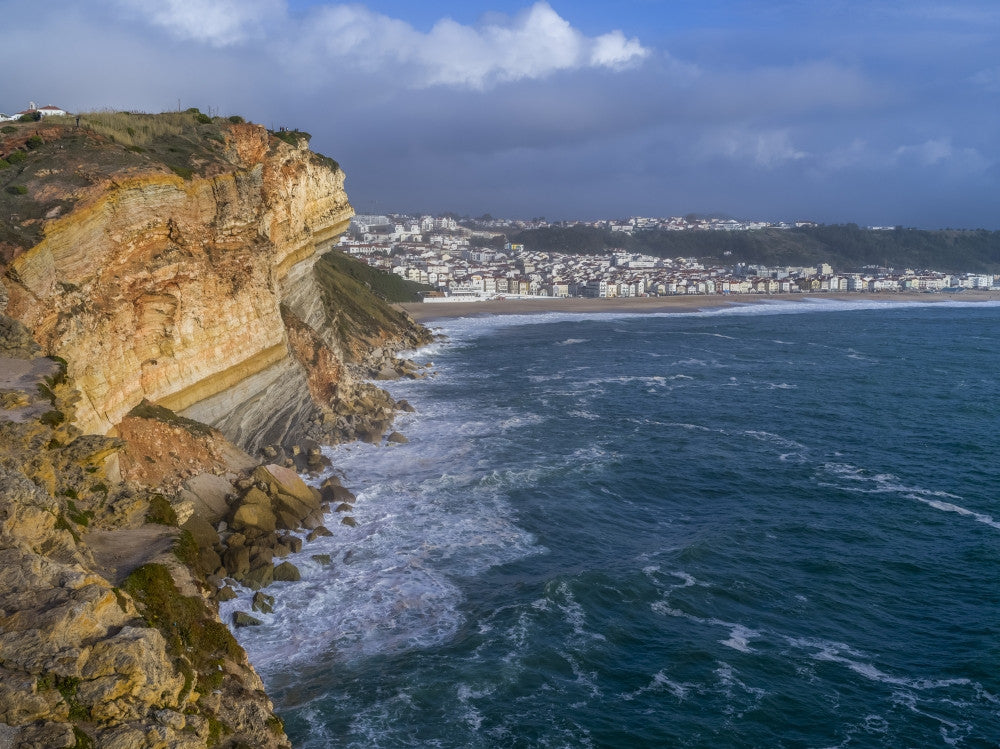 Rugged Cliffs and Beach of Nazare, Portugal Fine Art Print by Keith Levit