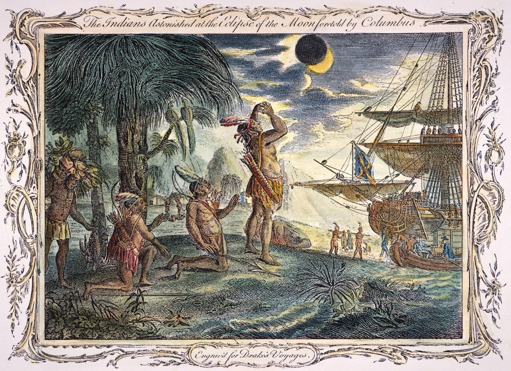 Columbus: Jamaica, 1504 - Historic Line Engraving Art Print