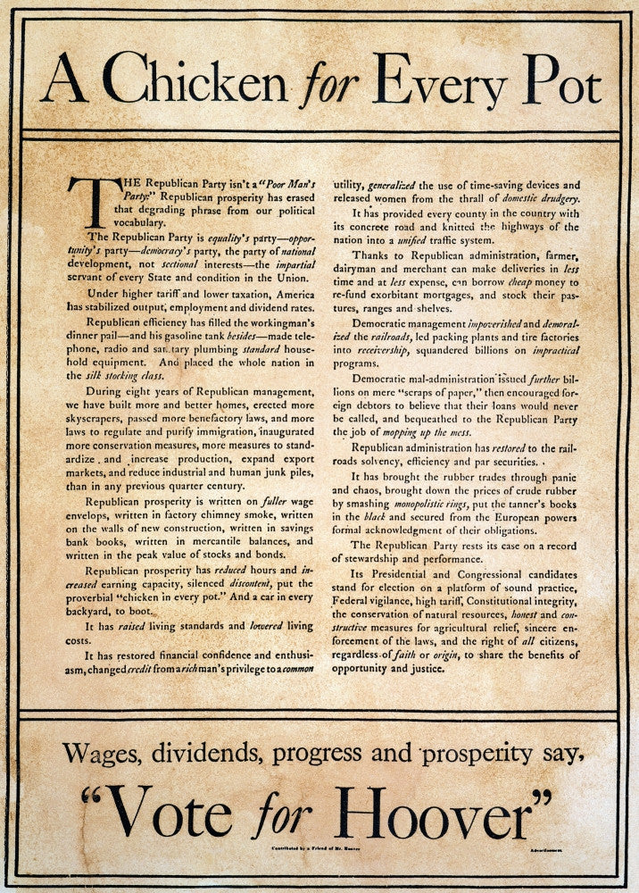 Presidential Campaign 1928 Newspaper Advertisement Poster Print by Granger Collection