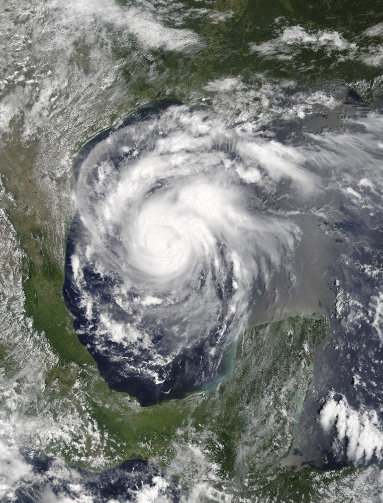 Satellite View of Hurricane Harvey in the Gulf of Mexico Fine Art Print by Stocktrek Images