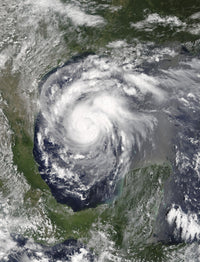 Satellite View of Hurricane Harvey in the Gulf of Mexico Fine Art Print by Stocktrek Images