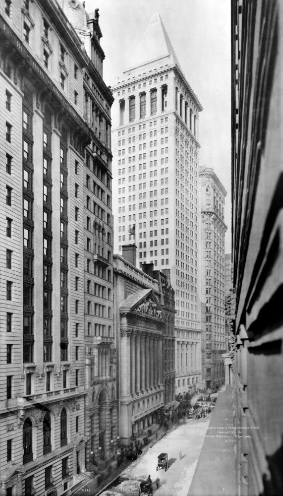 New York Stock Exchange and Bankers Trust Vintage Photograph (C1912) Fine Art Print