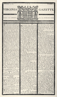Virginia Gazette Front Page Print - 10 November 1775 | Granger Collection