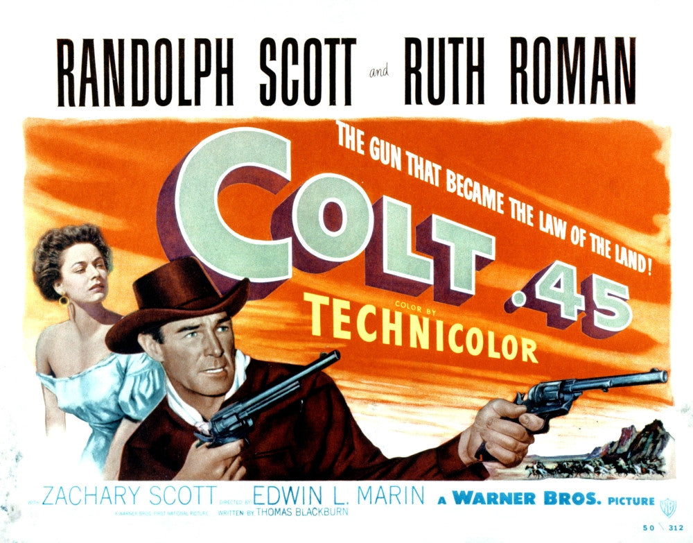 Colt .45 Movie Poster Fine Art Print featuring Ruth Roman and Randolph Scott
