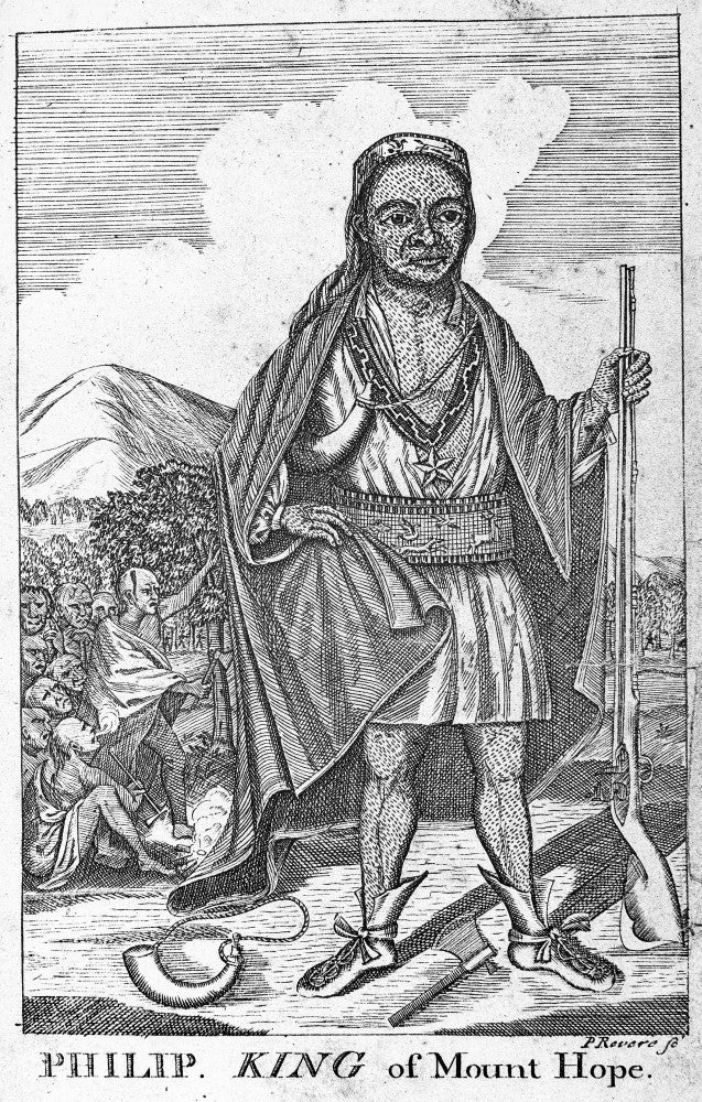 Metacomet (King Philip) Copper Engraving Print by Paul Revere
