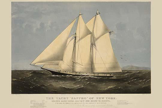 Yacht Sappho Leaving Sandy Hook Fine Art Print - 1869