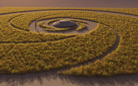 A Flying Saucer and Grey Alien in Crop Circle Fine Art Print by Mark Stevenson