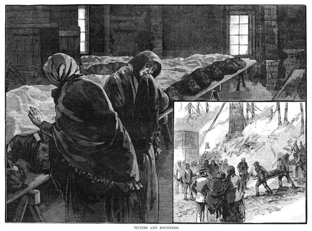 Mine Explosion: Mourning Victims of Jokerville Mine Disaster (1884) Fine Art Print