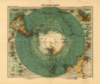 1912 South Pole Map Fine Art Print - Antarctica Poster
