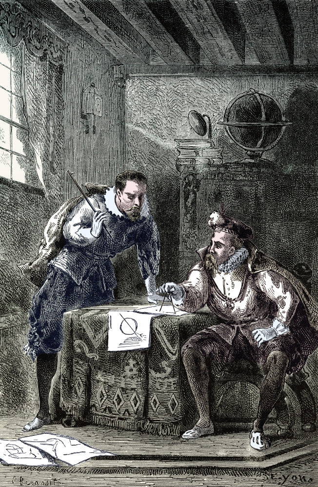 Brahe and Kepler Discussing Astronomy Fine Art Print