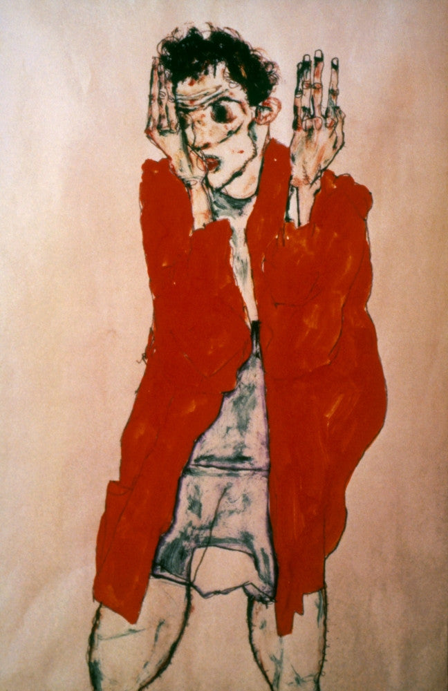 Self-Portrait With Raised Arms Fine Art Print by Egon Schiele