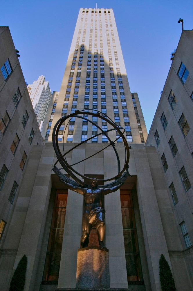 Atlas Statue Holding the World at Rockefeller Center Poster Print by Panoramic Images