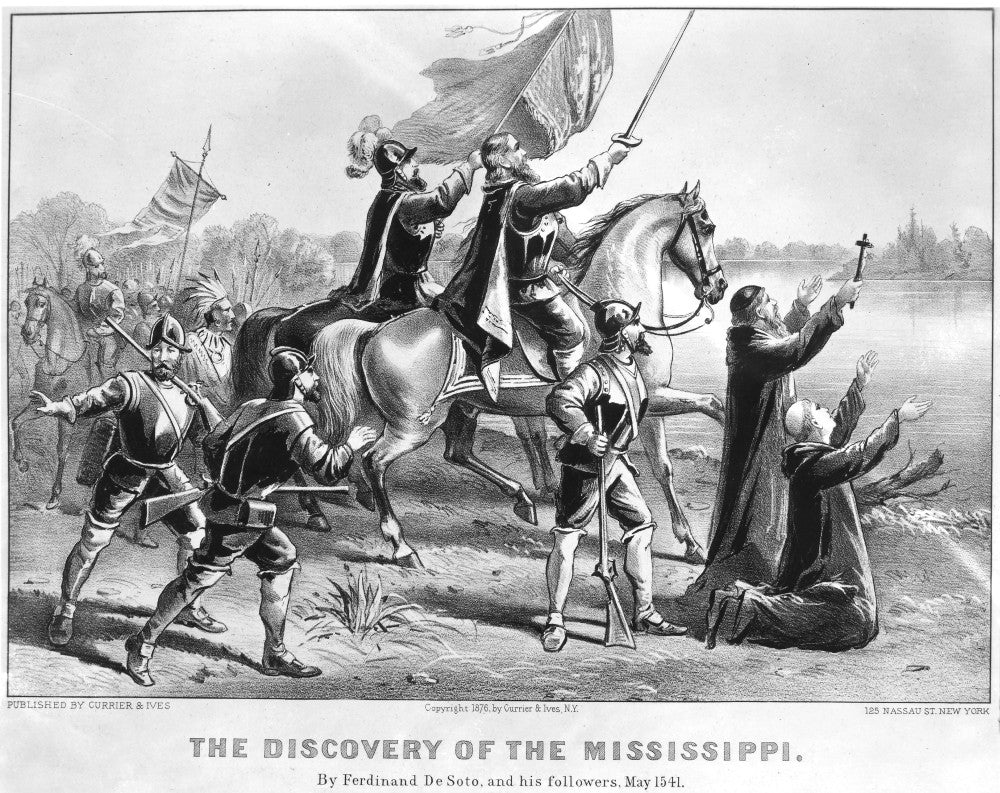 Hernando De Soto Lithograph Print by Currier & Ives - 1876